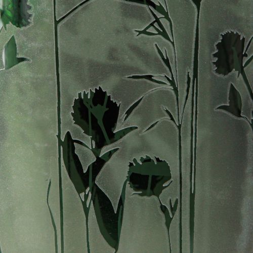 tételeket Fehér üvegből készült lámpás zöld rét motívummal H18cm