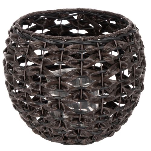 Fonott mécsestartó, fekete és barna, nyári dekoráció, Ø31cm M25cm vétel | Floristik24.hu
