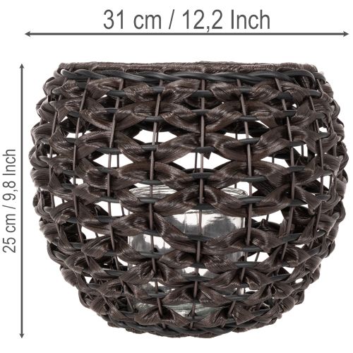 Fonott mécsestartó, fekete és barna, nyári dekoráció, Ø31cm M25cm | Floristik24.hu