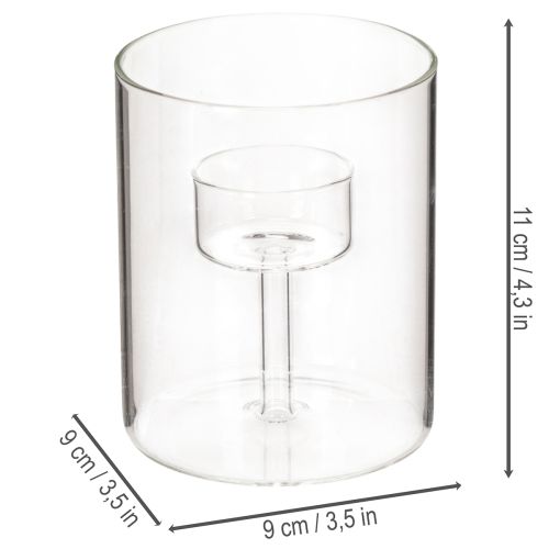 Üveglámpás kiemelt mécsestartóval 11 cm | Floristik24.hu