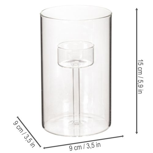 Üveg gyertyatartó betéttel oszlopgyertyákhoz 15cm 2db | Floristik24.hu