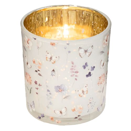 tételeket Dekoratív üveglámpás pillangós mintával, stílusos otthoni kiegészítőkhöz, 8 cm, 4 darab