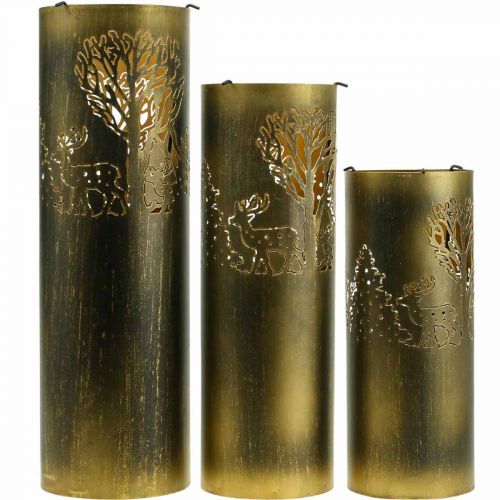 tételeket Vintage gyertyatartó fém szarvas 30/38,5/45cm 3 db-os készlet