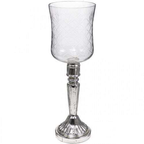 tételeket Lámpás üveg gyertyaüveg antik megjelenés tiszta, ezüst Ø11,5cm H34,5cm