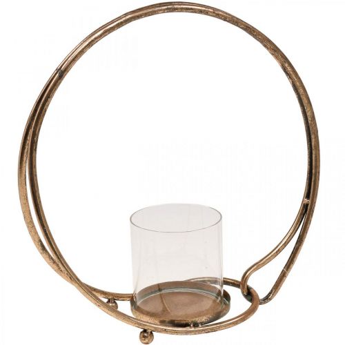 Floristik24 Lámpás fém gyertyatartó arany üveg Ø33cm