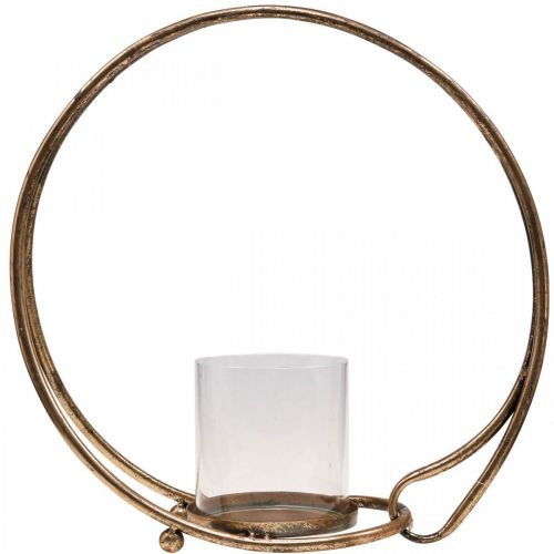 tételeket Lámpás fém gyertyatartó arany üveg Ø33cm