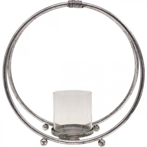 tételeket Lámpás fém gyertyatartó ezüst üveg Ø33cm