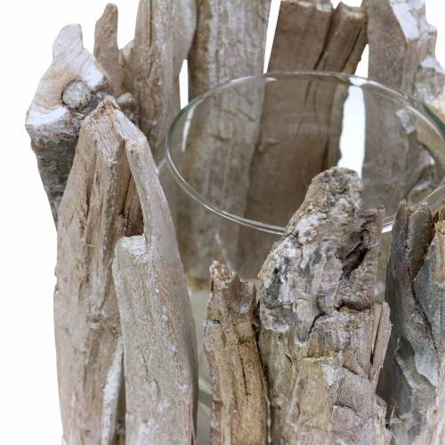 Floristik24 Lámpás fa fehér mosott Ø14cm H14cm