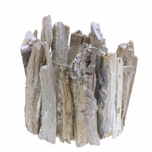 Floristik24 Lámpás fa fehér mosott Ø14cm H14cm