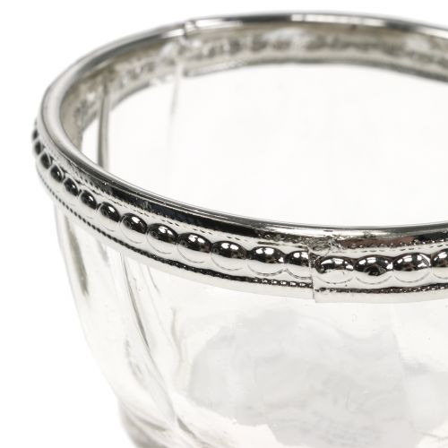 Floristik24 Antik teamécses üveg fém peremmel Ø7cm H4cm