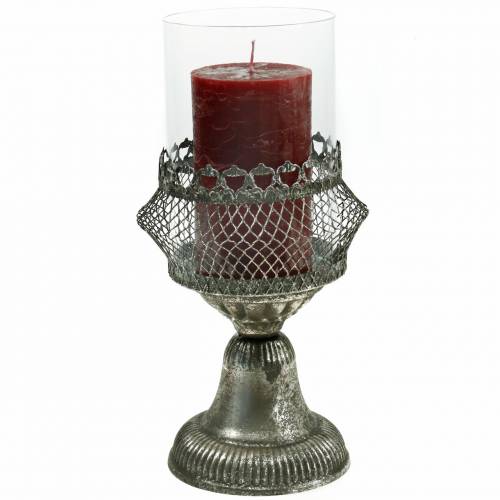 Floristik24 Lámpás antik üveg és fém Ø14cm H27cm