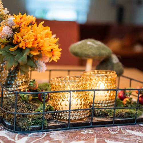 Floristik24 Lámpás üvegből sárga, arany Ø8,5cm H8cm 4db