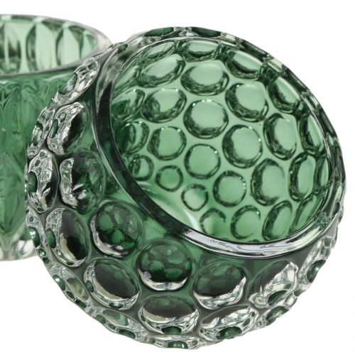 Floristik24 Lámpás üveg sötétzöld Ø8cm H6cm 2db