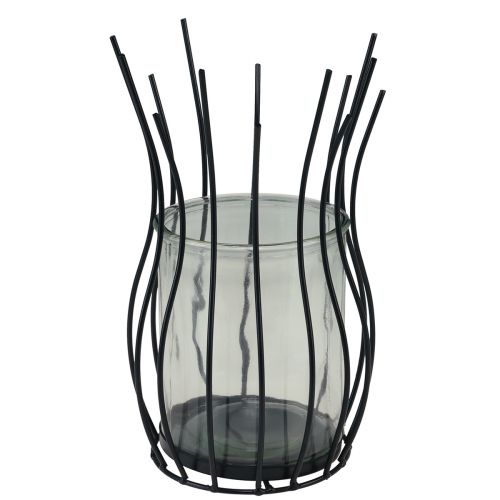 tételeket Lámpás üveg fém dekoratív fekete serleg Ø17cm H27cm