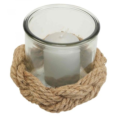 Floristik24 Lámpás üveg természetes rost kender fonott Ø13cm H10cm