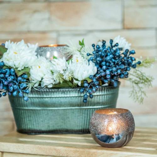 Floristik24 Lámpás üveg ezüst Ø8,5cm H6,5cm 4db