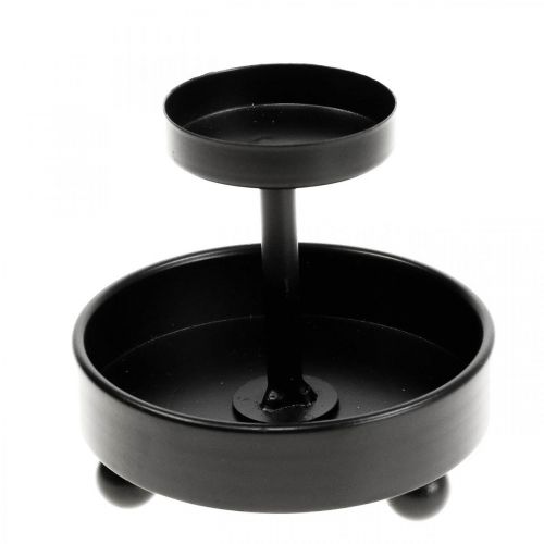 Floristik24 Lámpás üveg teamécses tartó fém fekete H18cm