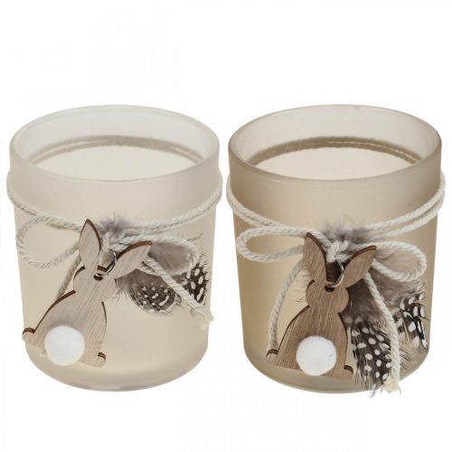 Floristik24 Lámpás üveg teamécses tartó húsvéti Ø8cm H9cm 2db