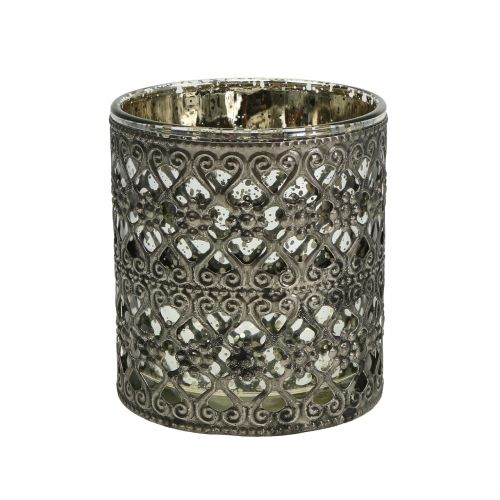 Floristik24 Lámpás üveg keleti mintás ezüst Ø7,5cm H8cm