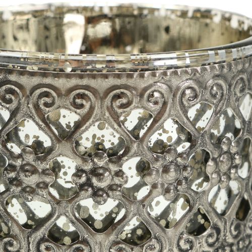 Floristik24 Lámpás üveg keleti mintás ezüst Ø7,5cm H8cm