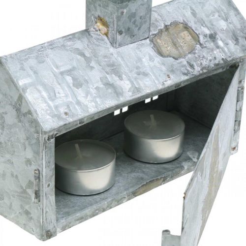 tételeket Lámpás ház fém, karácsonyi dekoráció, kopott sikkes, fehérre mosott, antik megjelenés H12,5cm L17,5cm