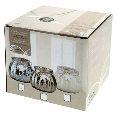 Floristik24 Lámpás világoskék LED lámpával Ø11cm H10cm