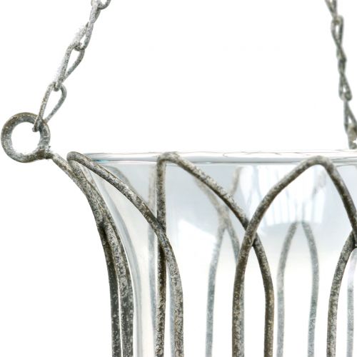 Floristik24 Függesztett lámpás szürke Ø14cm H45cm