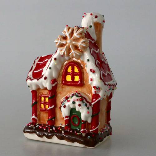 Floristik24 Lámpás Knusperhaus Bisquit, fehér H16cm