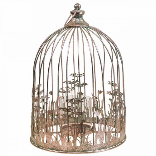 Floristik24 Lámpás fém függő dekoráció Ø29/23,5cm madárkalitka dekorációs készlet 2db-os