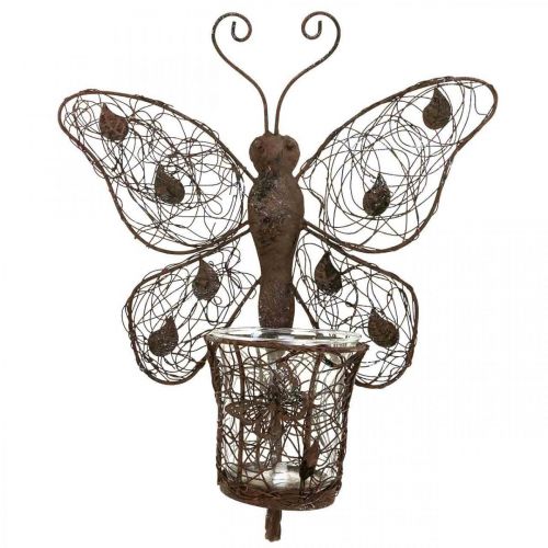 tételeket Lámpás fém fali dekoráció pillangó rozsda díszítés 36,5cm