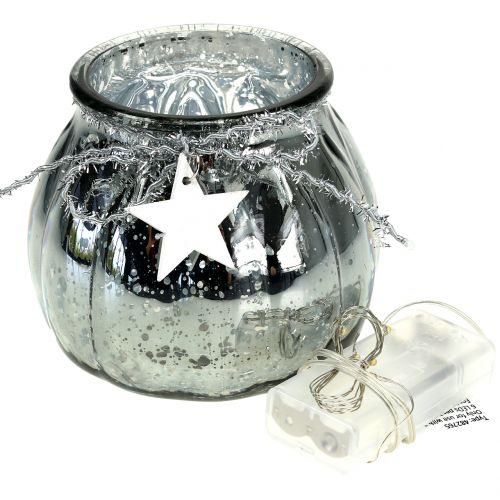 Floristik24 Ezüst lámpa LED lámpával Ø11cm H10cm