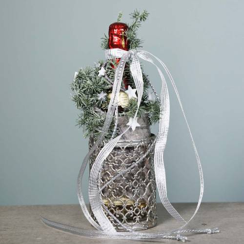 Floristik24 Lámpás antik ezüst Ø10,5cm H14,5cm 1 db