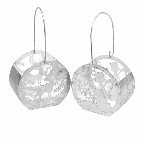 Floristik24 Lámpa angyal és rénszarvas motívummal ezüst, fehér Ø10×H9,5cm 2db