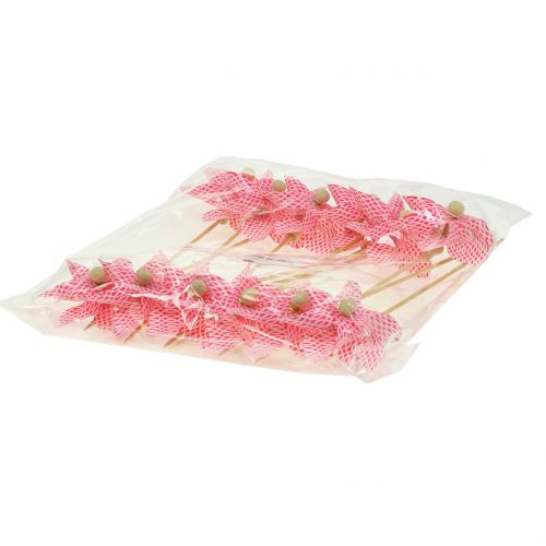 Floristik24 Szélmalom mini piros-fehér Ø9cm 12db