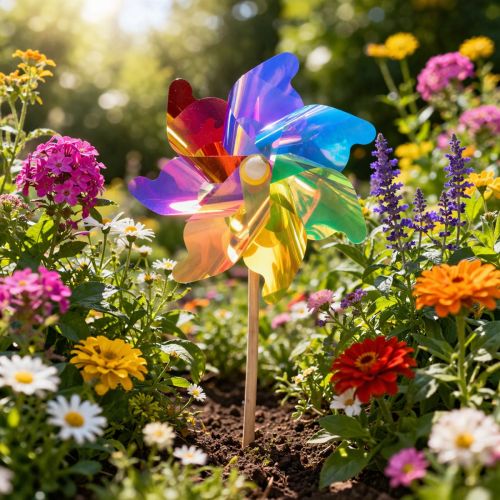 tételeket Szélmalom erkély, színes, figyelemfelkeltő, nyári kerti dekoráció, 75cm