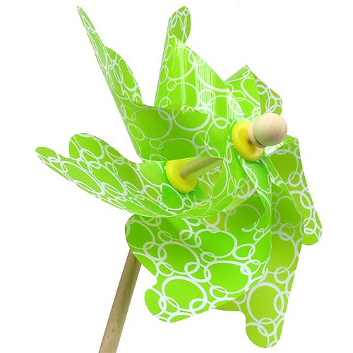 Floristik24 Szélmalom zöld mintával Ø42cm L110cm