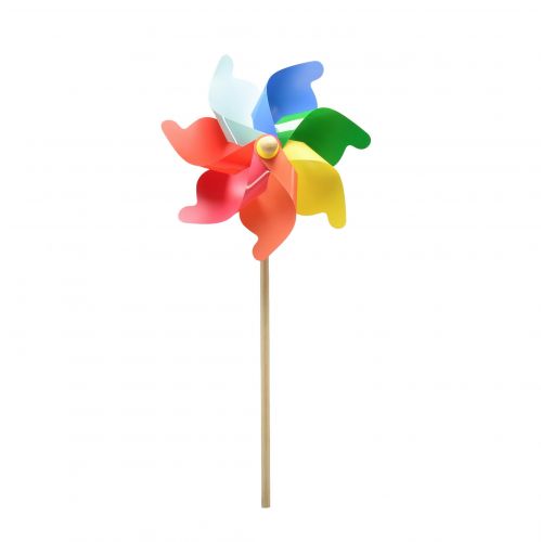 Kerekes díszítésű szélmalom pálcán nyári dekoráció Ø30,5cm H74cm