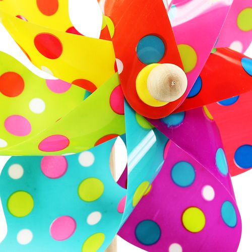 Floristik24 Színes szélmalom pöttyökkel Ø22cm L55cm