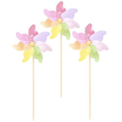 tételeket Szélmalom dekoráció Windmill Natural Colorful Ø21,5cm H55cm 3db