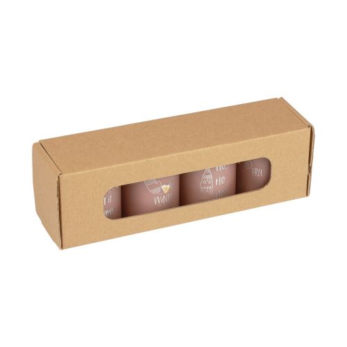 tételeket Rózsaszín karácsonyi gyertyák, oszlopgyertyák, 4 db-os készlet, téli dekoráció Ø5cm M6cm