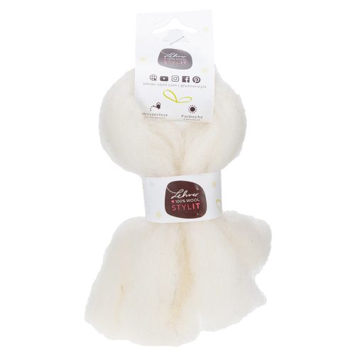 tételeket Fehér gyapjúszalag, 2m, dekoratív gyapjú kézműveskedéshez és csomagoláshoz