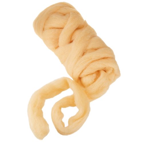 tételeket Gyapjúszalag, krémnarancs, 10m gyapjú koszorúkhoz és virágdíszekhez