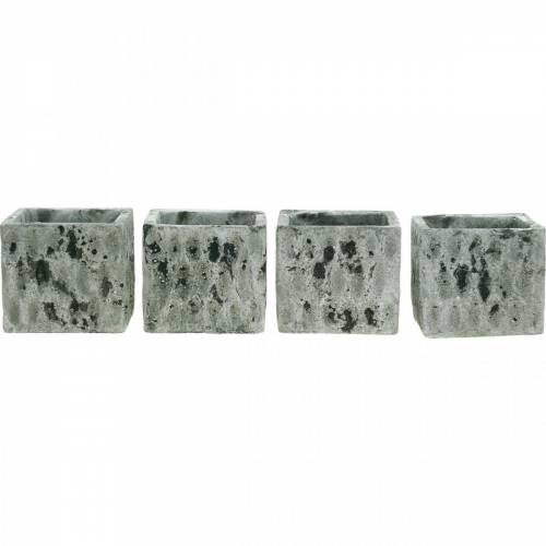 Floristik24 Kaspó, kerámia edény, asztaldísz antikolt hatású M8cm 4db