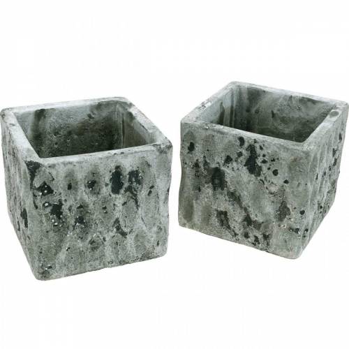 Floristik24 Kaspó, kerámia edény, asztaldísz antikolt hatású M8cm 4db