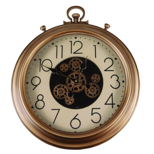 Fali dekoráció falióra fogaskerék óra bronz krém retro Ø54cm