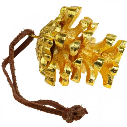 tételeket Fenyőtoboz díszítő kúpok akasztáshoz Gold H6cm