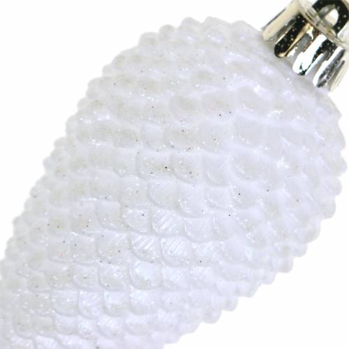 Floristik24 Karácsonyfadísz kúp fehér 8cm 6db