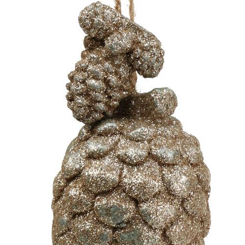 tételeket Kúpok csillogó világosarany 14cm 3db