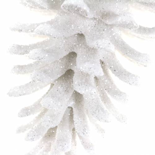 tételeket Karácsonyfadísz kúp fehér csillogó 9cm x 4,5cm 6db