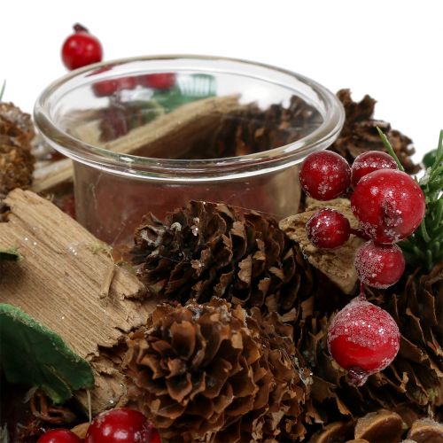 Floristik24 Gyertya elrendezés kúpokkal natúr 19cm